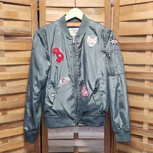 Ci Sono Originals Olive Green Orange Jacket Patches Women Size S Polyester